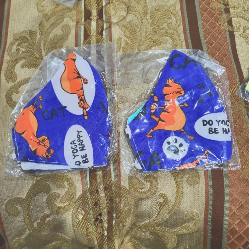 Reusable Child Blue Cat Print Face Masks (2-pack)